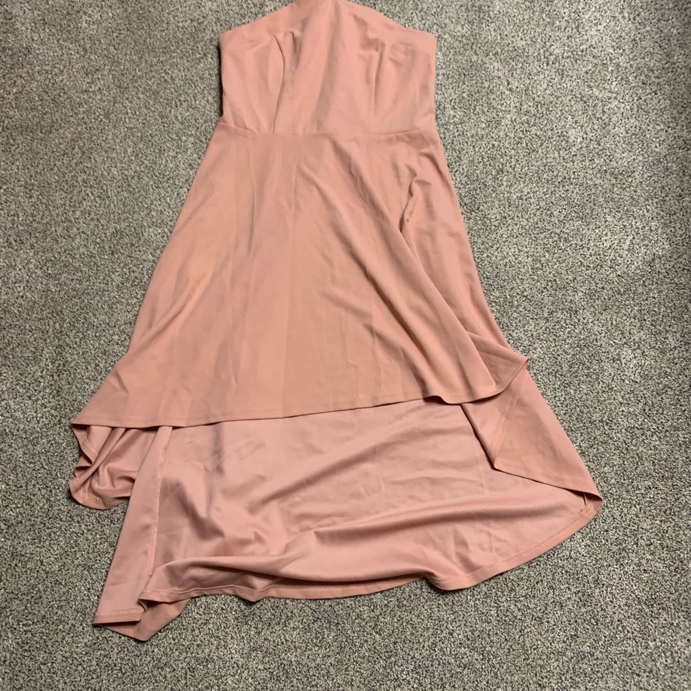 Chic Strapless High Low Dress in Blush